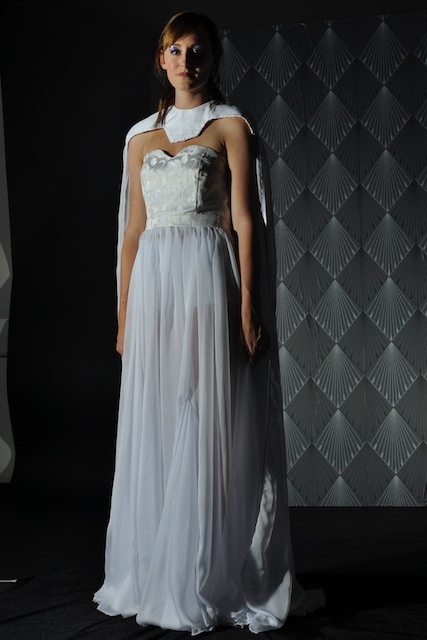 Low key studio white dress shadow